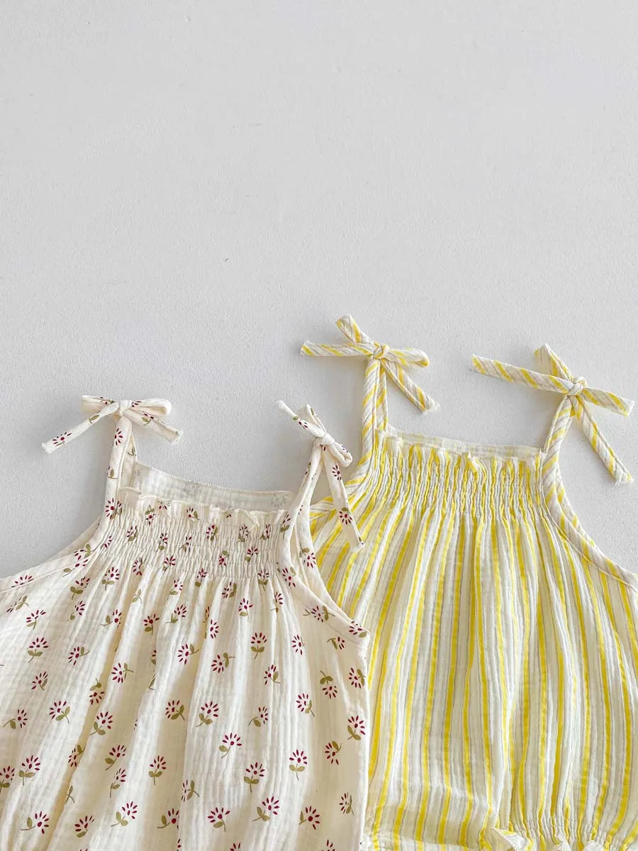Baby Summer Striped Suspender Jumpsuit