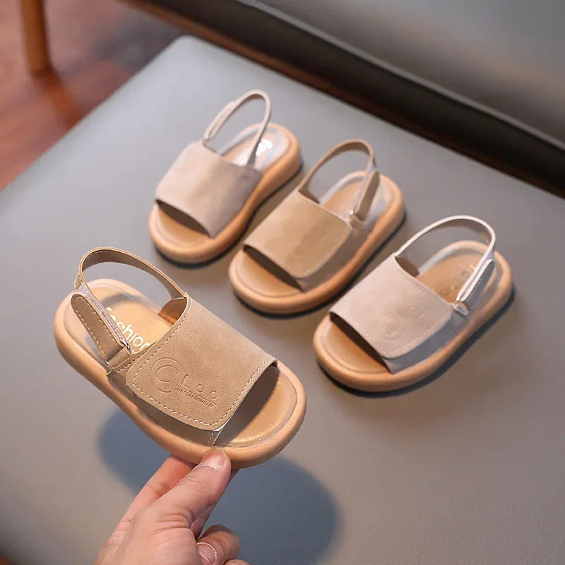 Kids’ Summer Sandals – Open Toe PU Leather (Ages 1–6)