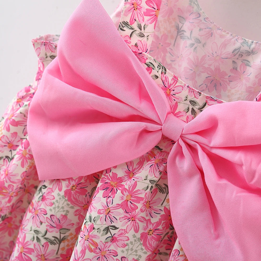 Baby Girl Summer Outfit, Bow Strap Dress & Hat