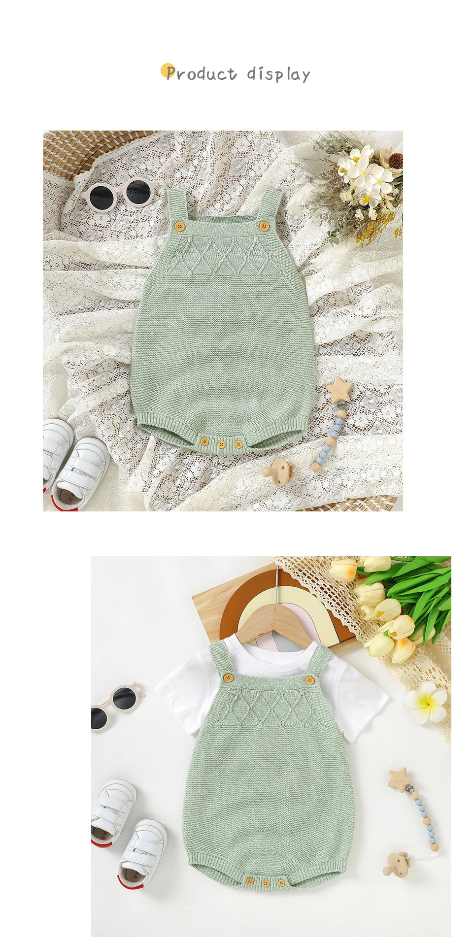 Newborn Baby Boys & Girls Sleeveless Knit Jumpsuit