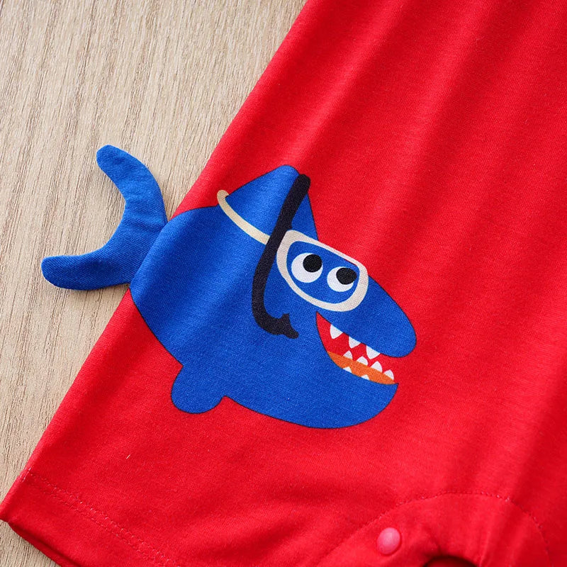 Newborn Clothes Cute Cartoon 3d Shark Print Strap