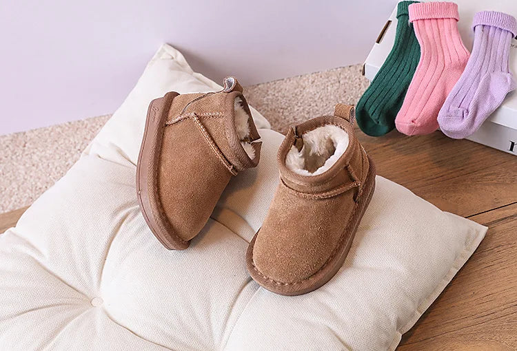 Baby Winter Snow Boots – Leather Plush Non-Slip Toddler Shoes