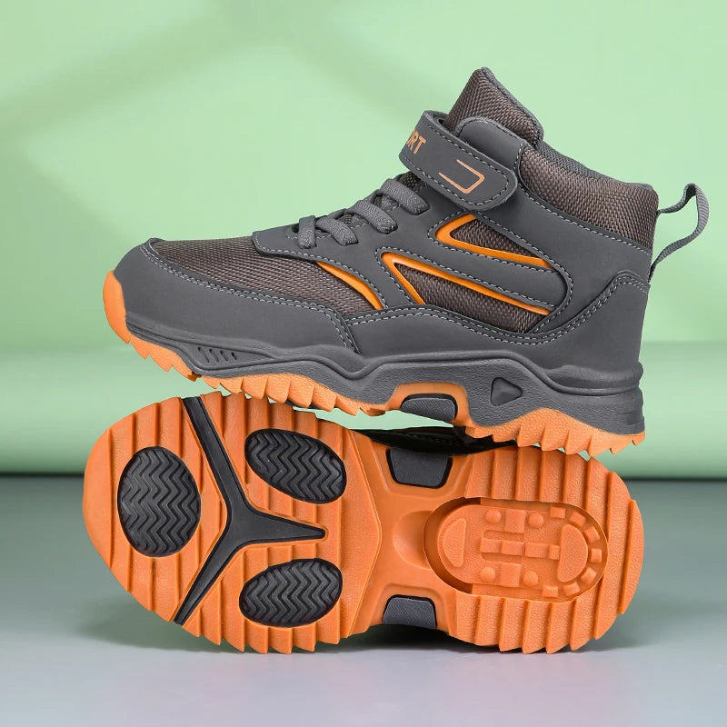 Boys’ Leather Sports Sneakers – Non-Slip, Breathable (Sizes 29–40)