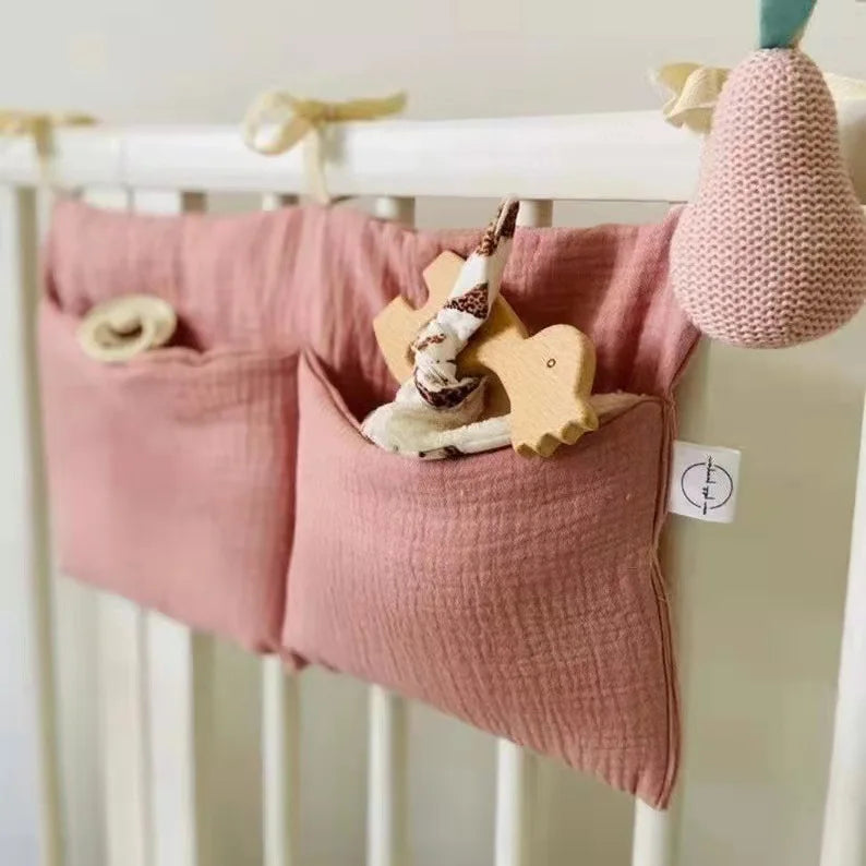 Multifunctional Baby Crib Organizer for Diapers & Bedding Accessories