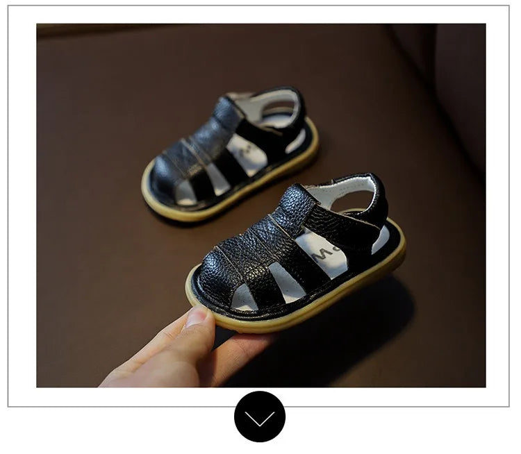 Baby Leather Sandals – Soft Anti-Collision Summer Shoes for Toddlers