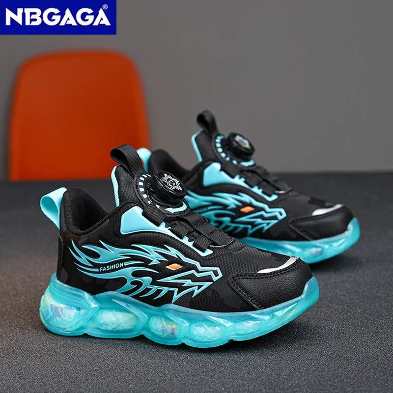 Kids Leather Sneakers – Lightweight Non-Slip Dragon Pattern Shoes (Size 28–39)