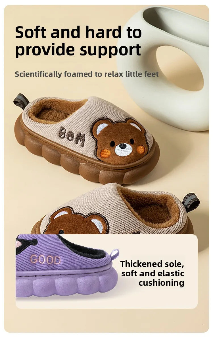 Kids’ Cotton Slippers – Warm, Anti-Slip Cartoon Plush Shoes