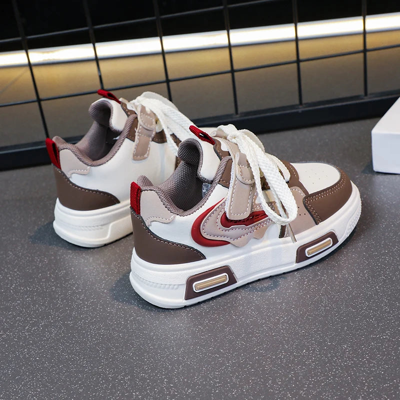 Kids Lightweight Sneakers – Breathable Hook-and-Loop Running & Basketball Shoes
