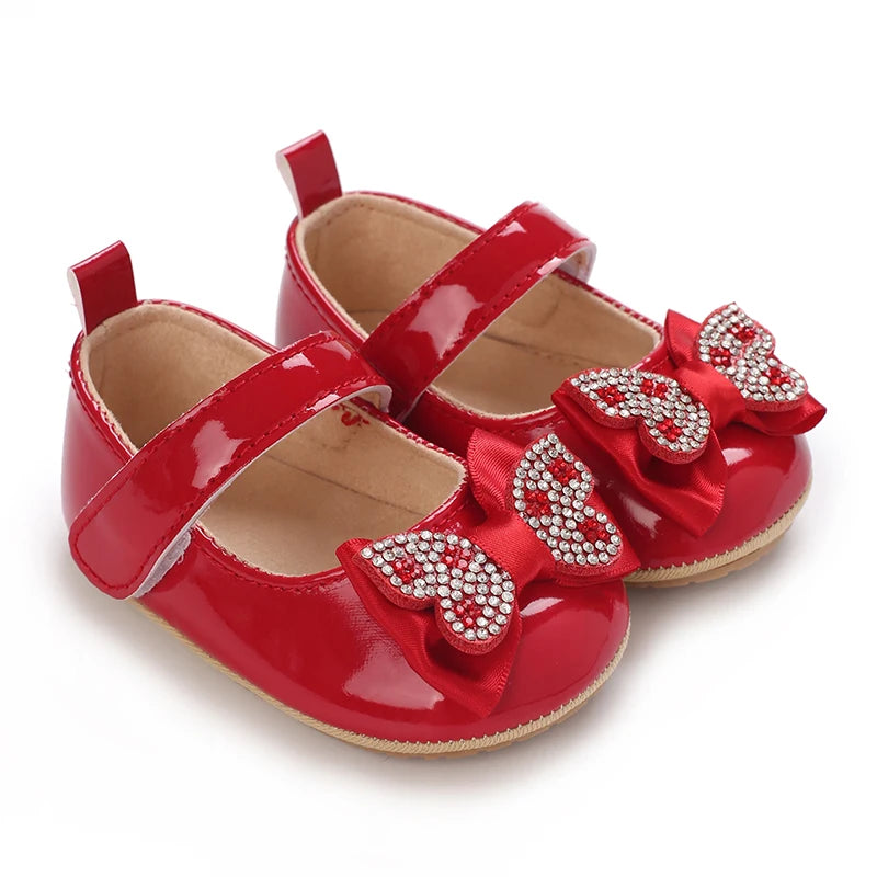 Infant & Toddler Mary Jane Shoes – Bow Faux Leather Flats with Easy Fasten