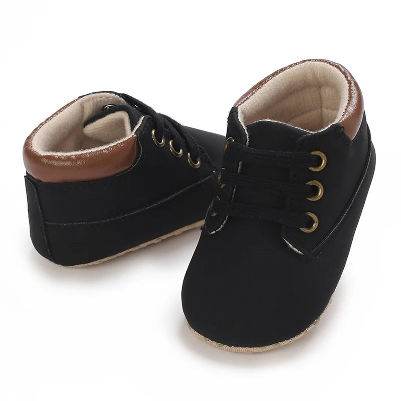 Baby Walking Shoes (0–18M) – Lace-Up Casual Flat Sneakers