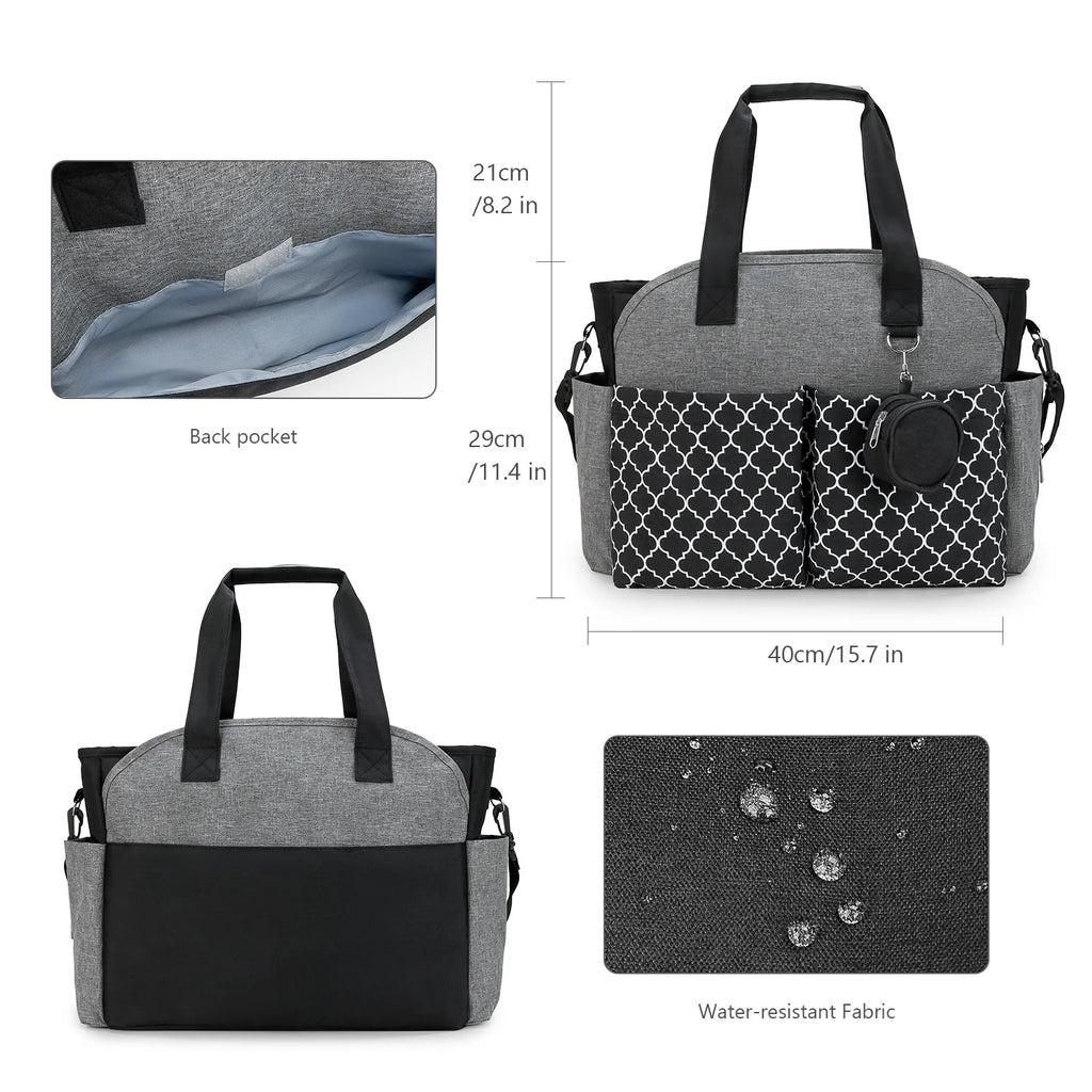 Diaper Bag Tote – Waterproof, Portable Baby Changing Bag with Shoulder Strap for Moms