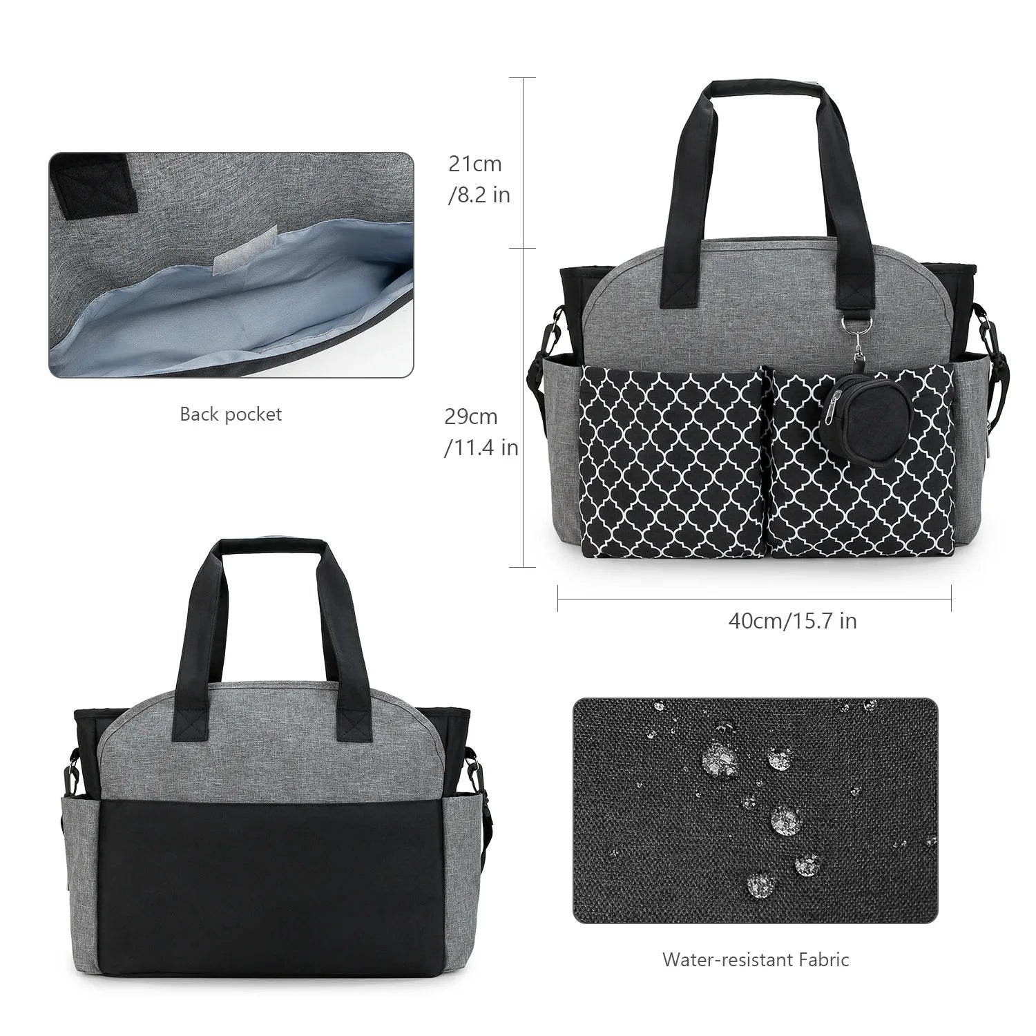 Diaper Bag Tote – Waterproof, Portable Baby Changing Bag with Shoulder Strap for Moms