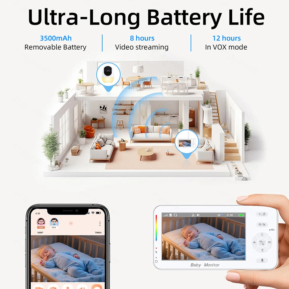 1080P HD Baby Monitor – WiFi, 4.3" Display & Night Vision