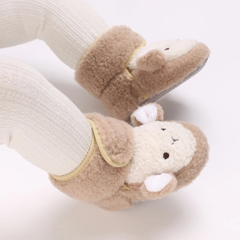 Baby Winter Cotton Shoes (0–1Y) – Thick Warm Teddy Bear Walking Shoes