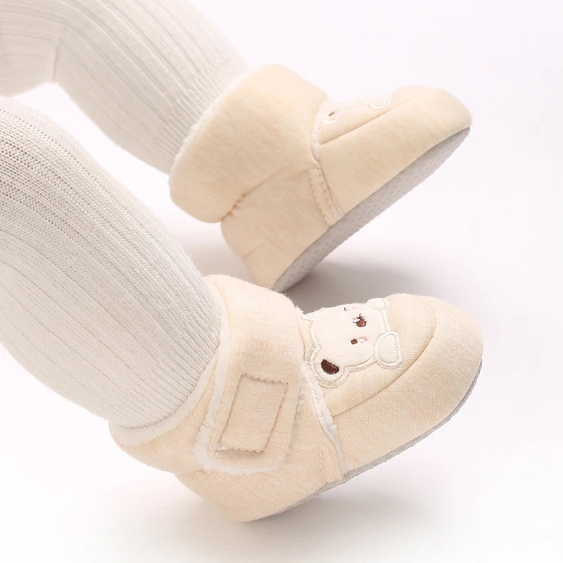 Baby Winter Cotton Shoes (0–1Y) – Thick Warm Teddy Bear Walking Shoes