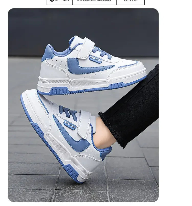 Kids’ Running Sneakers – Leather & Mesh, Non-Slip Shoes