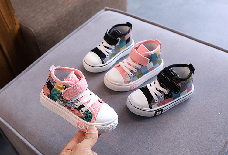 Kids’ Canvas Sneakers – Breathable Checkered Casual Shoes