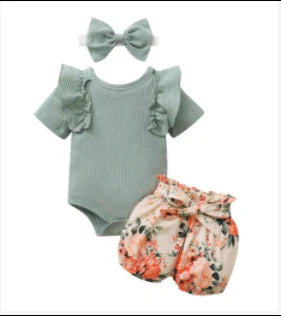 Baby Girl Summer Dress, Ruffle Collar & Flower Print