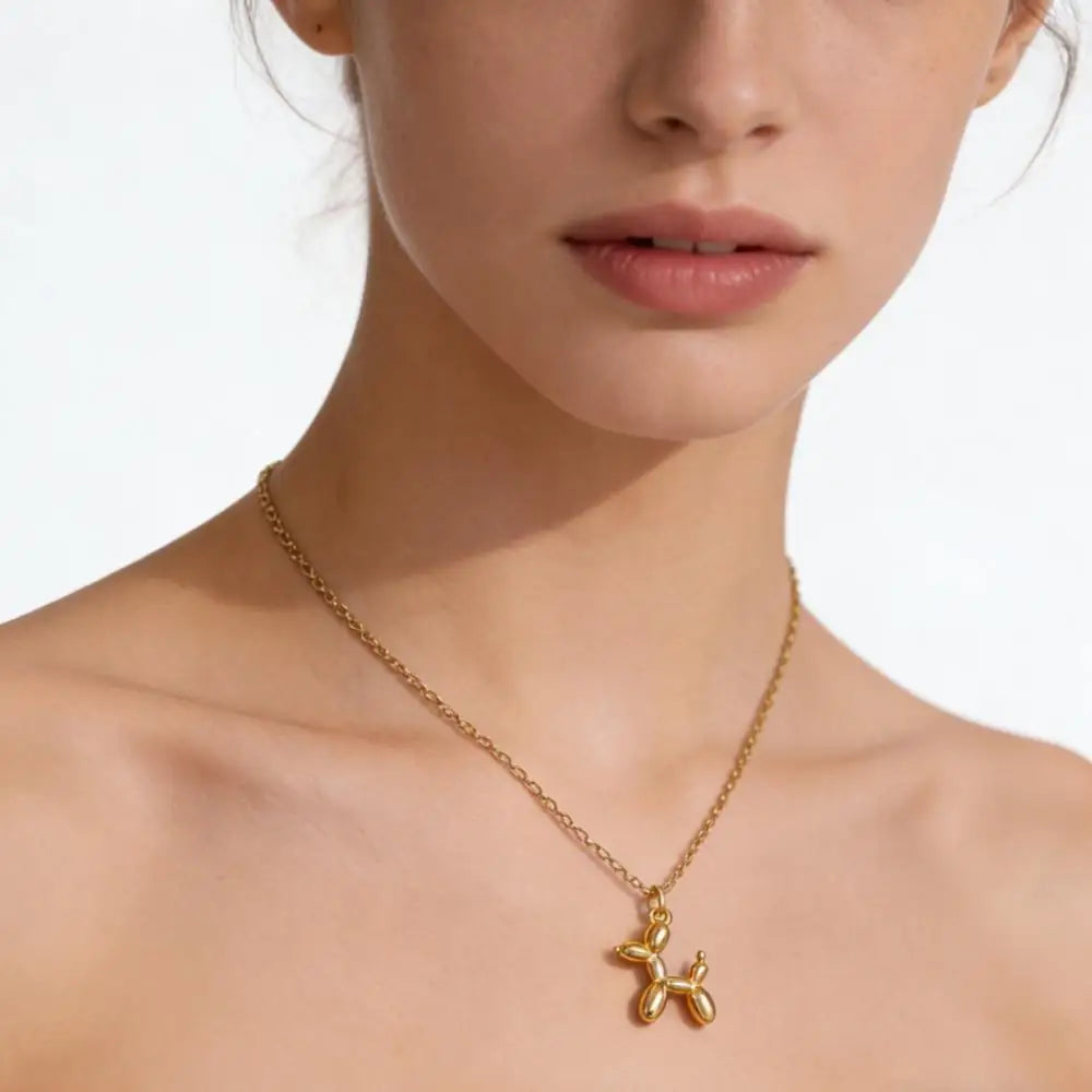 Stainless Steel Balloon Dog Pendant Necklace