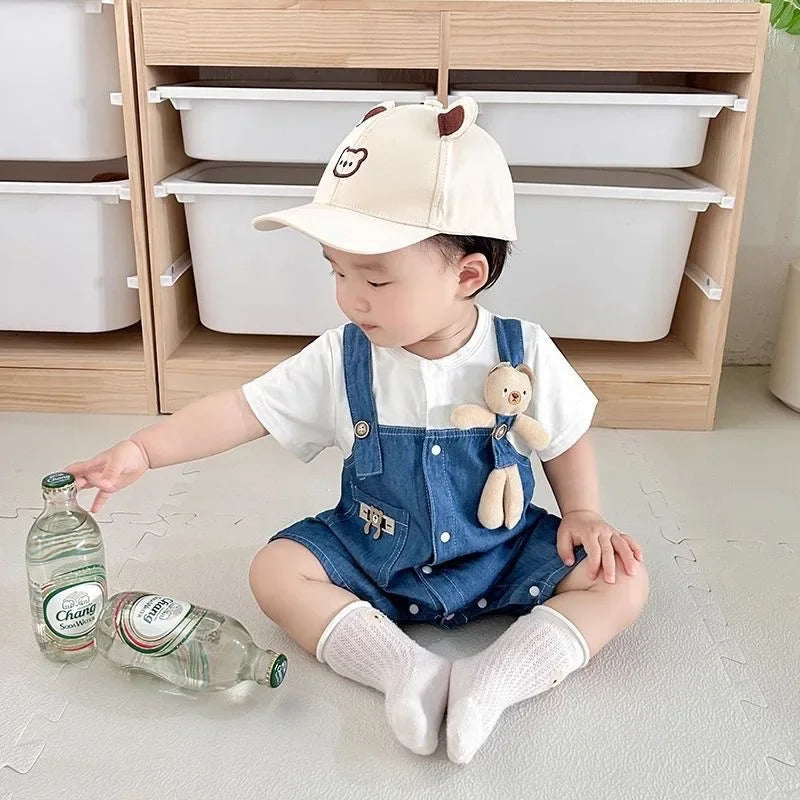 Baby Denim Bear Romper (0-24M)