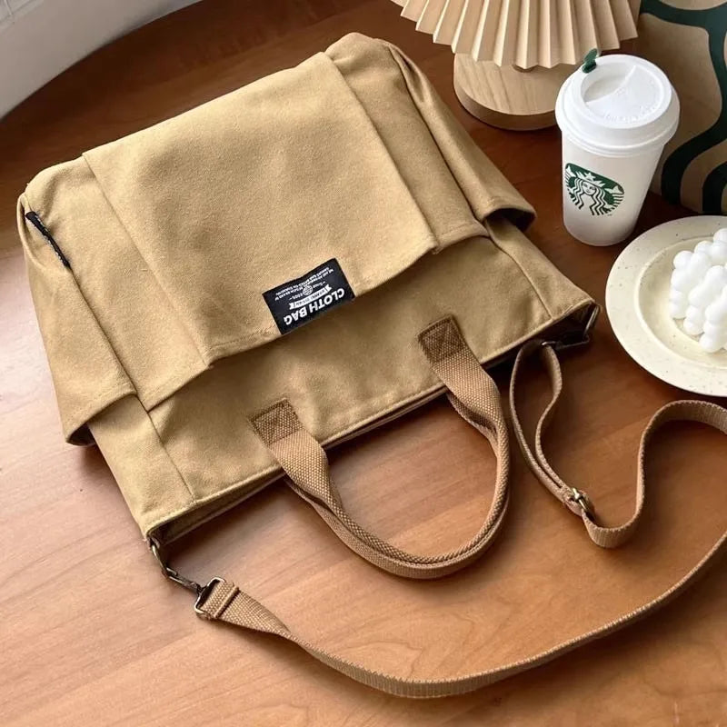 Canvas Ladies Commuter Bag – Horizontal Shoulder Tote for Students