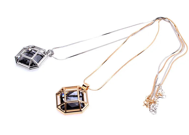 New Openwork Geometric Long Necklace