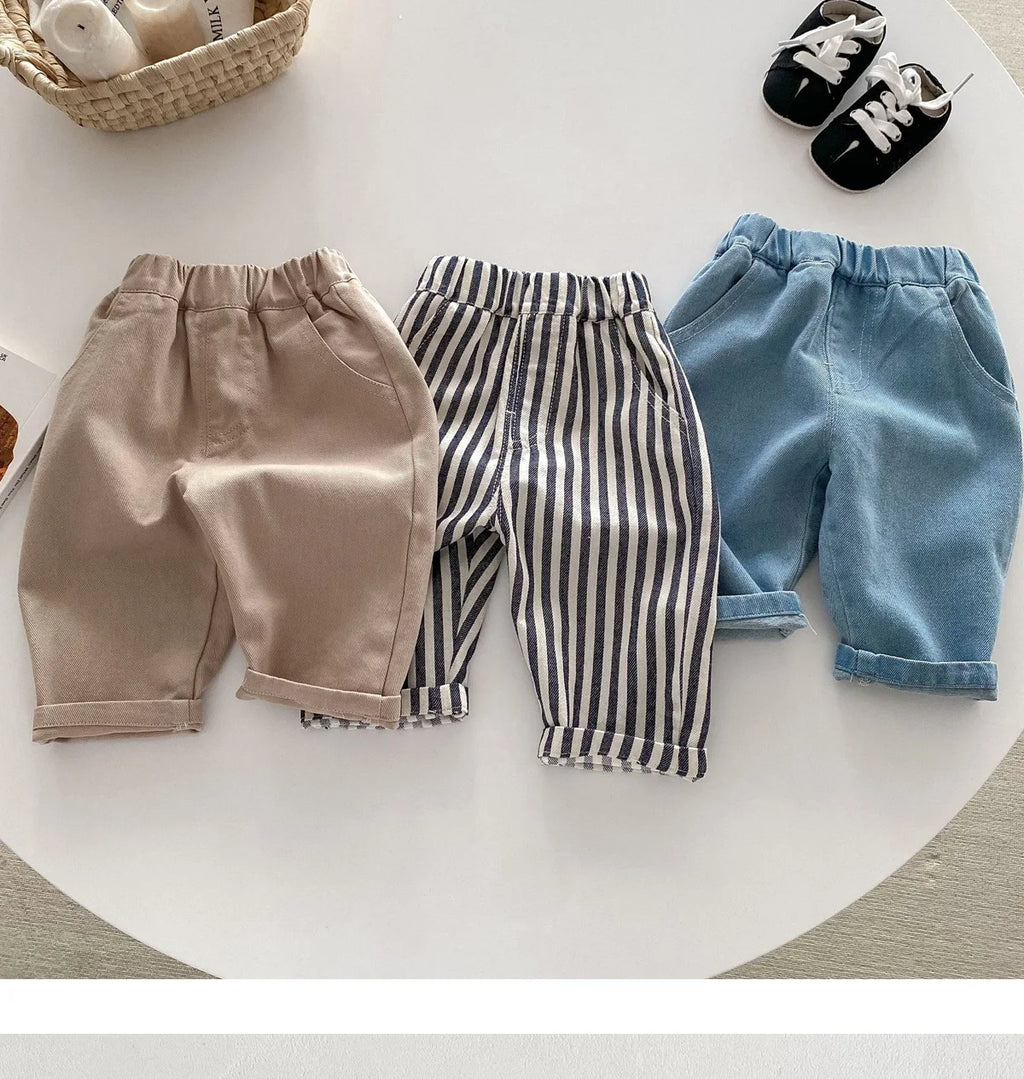 Kids Spring Striped Denim Pants (0–5Y)