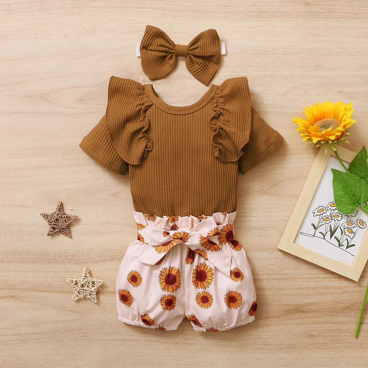 Baby Girl Summer Dress, Ruffle Collar & Flower Print