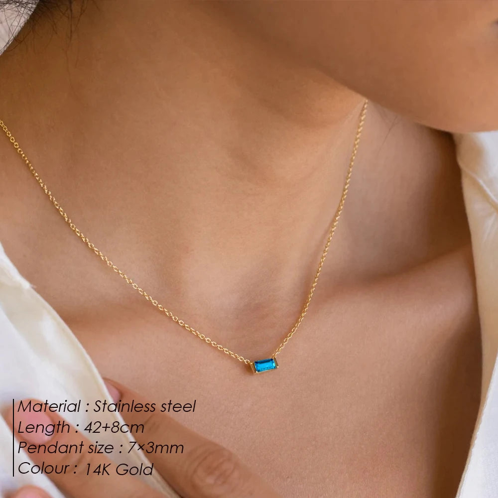 EManco Stainless Steel Colorful Birthstone Pendant