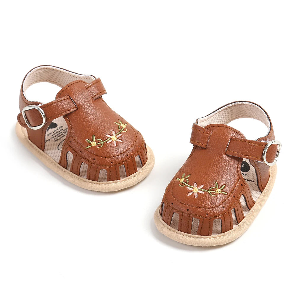 Baby Girl Summer Sandals – Breathable Lightweight Floral Wrap-Toe Shoes