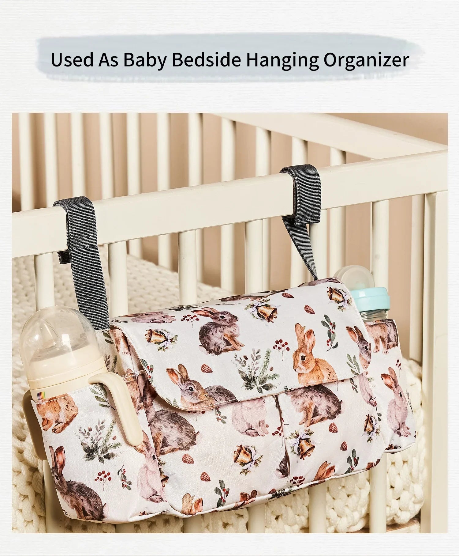 Diaper Bag for Baby – Waterproof Cartoon Stroller Organizer with Hooks for Buggy/Pram