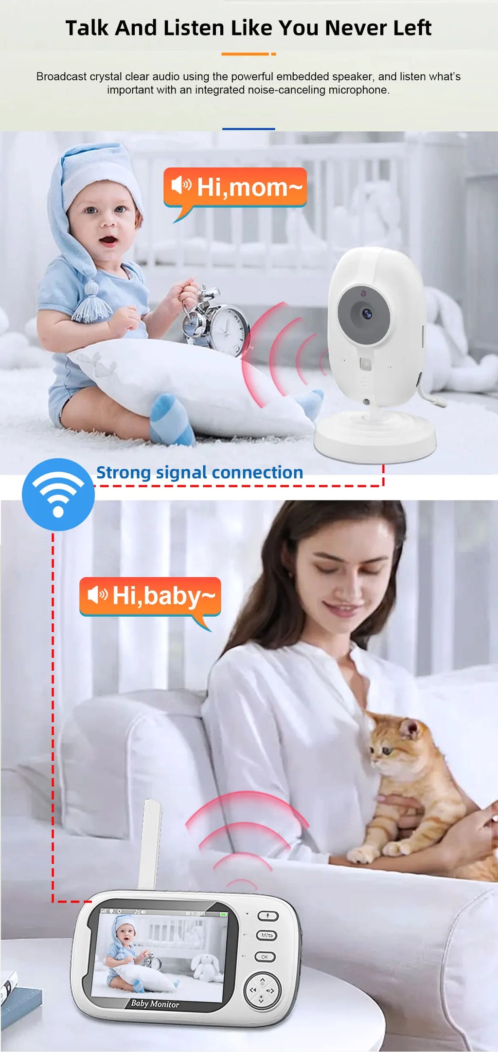 Baby Monitor Camera – 2.4G, Temperature & Talk