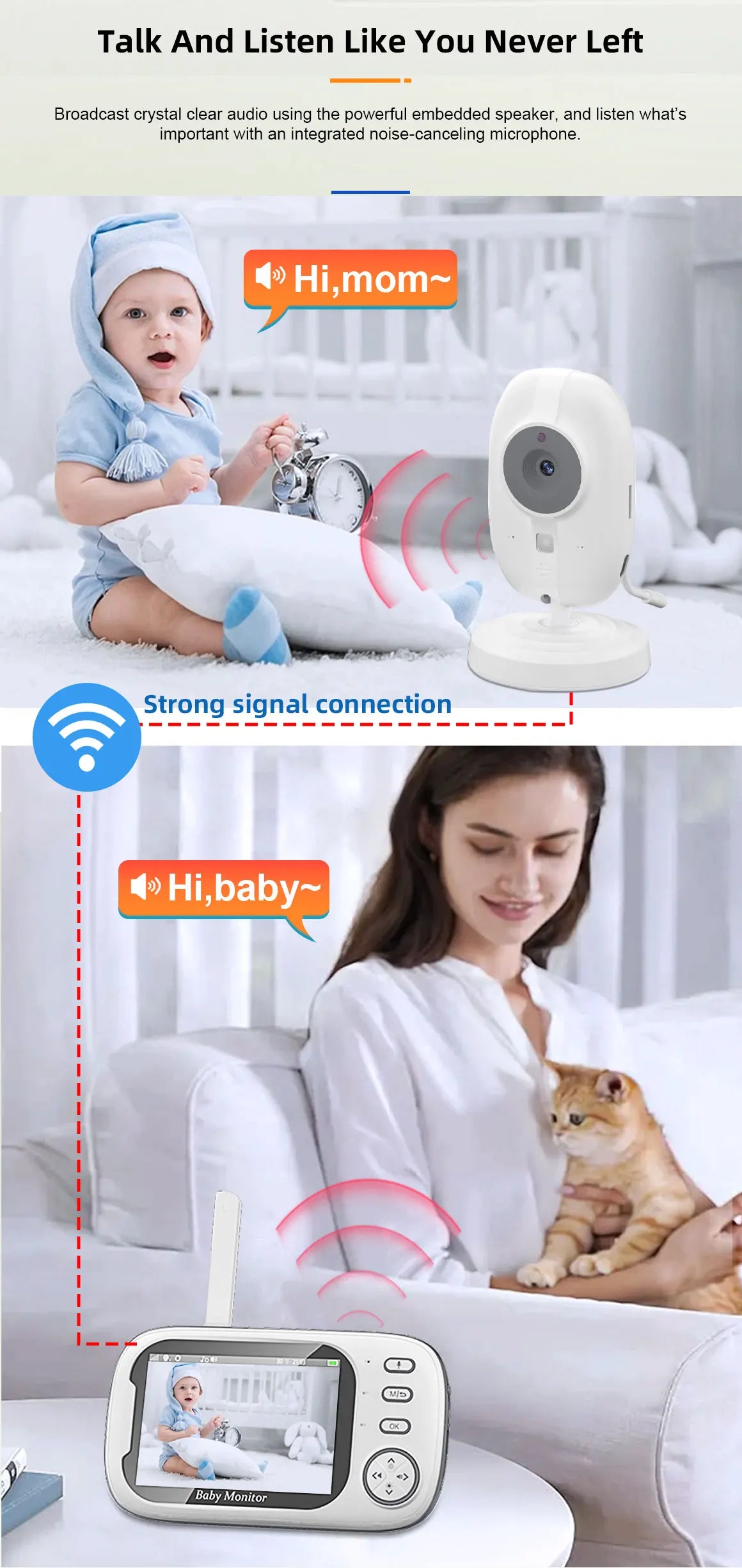 Baby Monitor Camera – 2.4G, Temperature & Talk