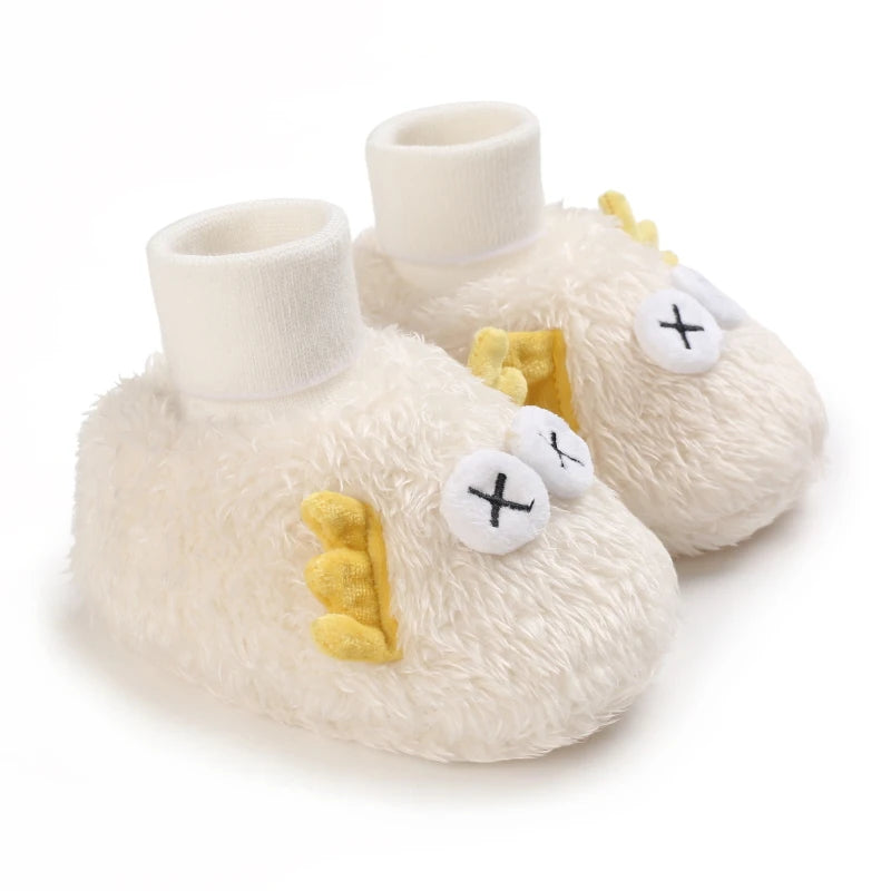 Baby Cartoon Elastic Plush Shoes (0–18M) – Soft Warm Socks Sneakers