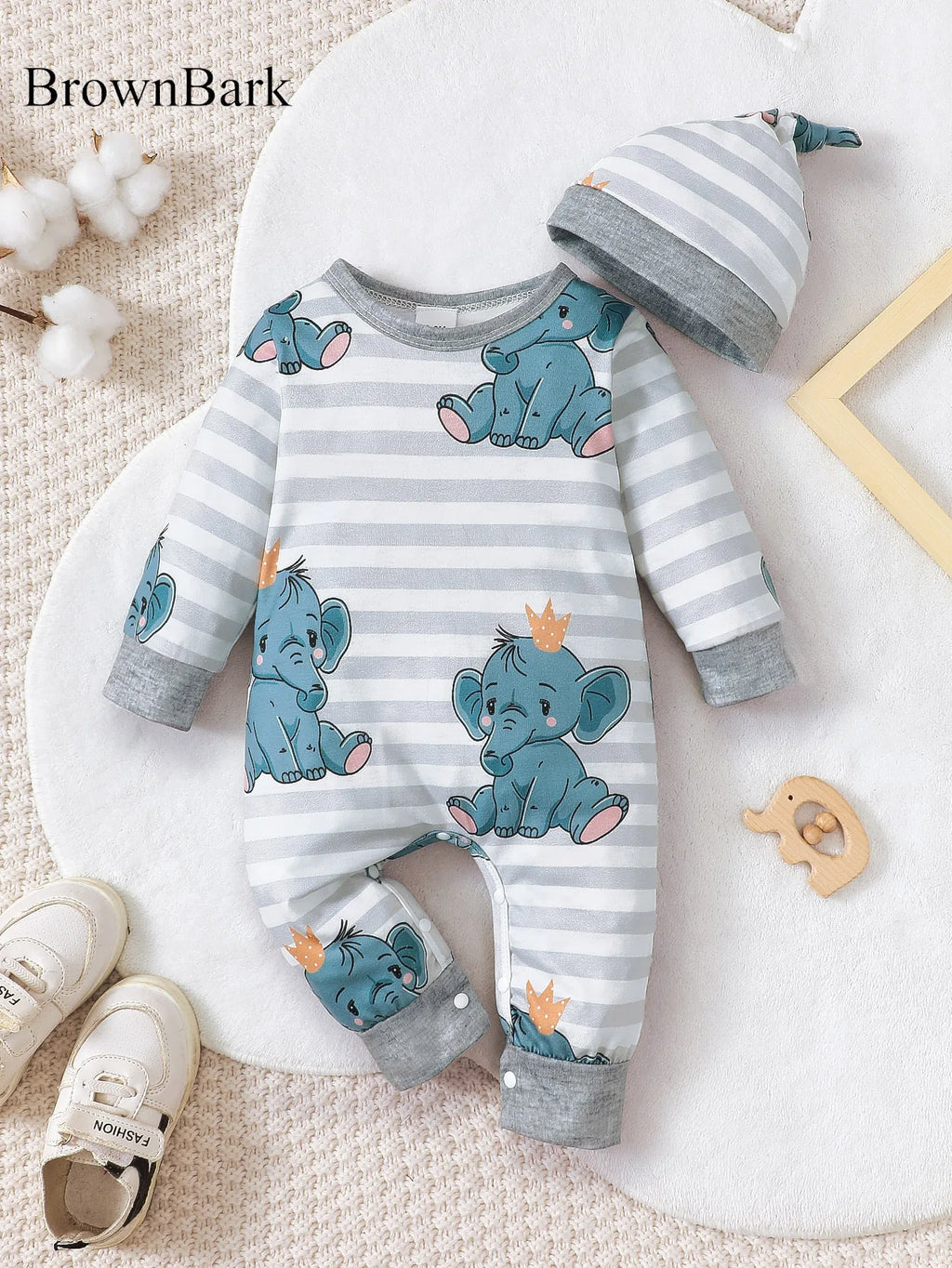 Baby Boys Bear Romper – Long Sleeve (0–12M)