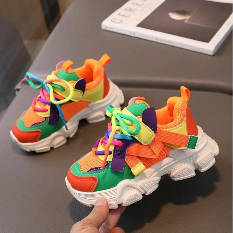 Kids Colorful Mesh Sneakers – Breathable All-Season Sport Shoes