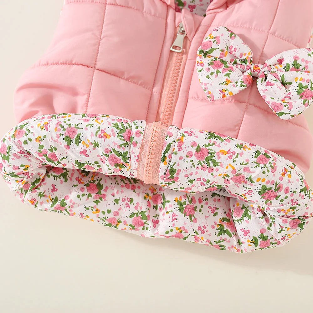 Kids Hooded Vest – Pink Elephant Print