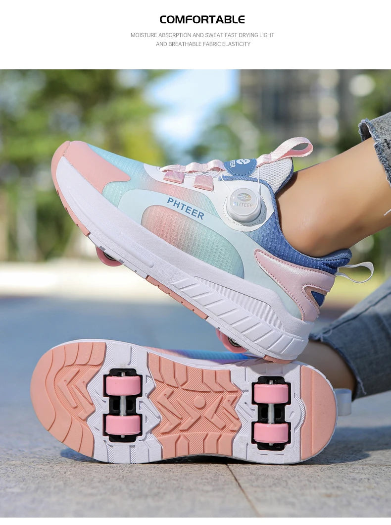 Kids Two-Wheel Roller Skates – Detachable Walking Shoes