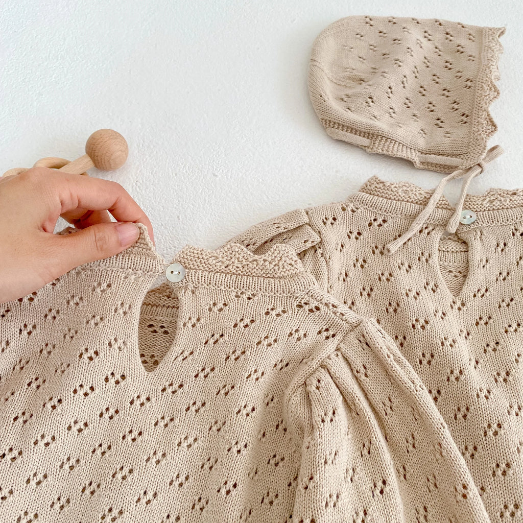 Baby Girl Knit Romper & Dress Top (0–12M)