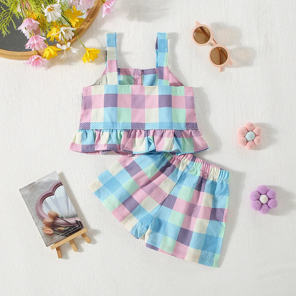 Baby Girl Summer Strap Shorts Set