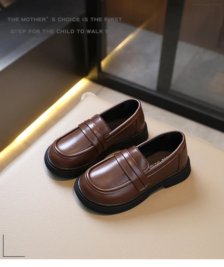Kids’ Leather Loafers – Soft Princess Party & School Shoes