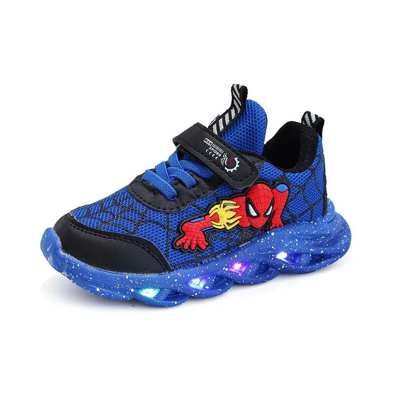 Disney Spiderman LED Sneakers – Boys’ Light-Up Mesh Shoes (Size 21–30)