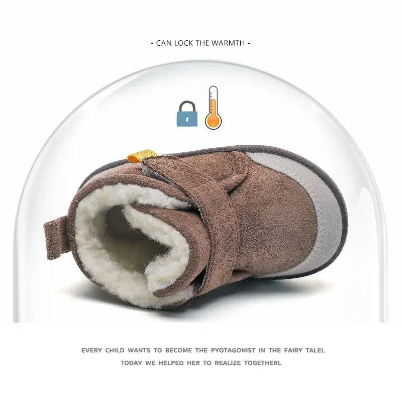 Kids Winter Snow Boots (0–5Y) – Plush Warm Non-Slip Sneakers
