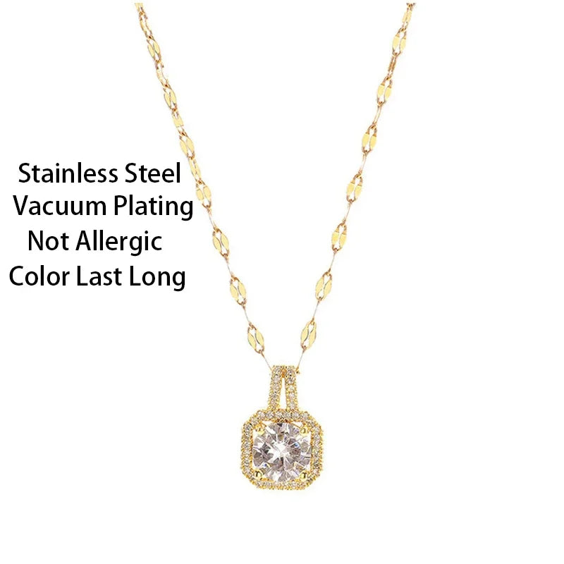 Korean Style Fashion Square Zircon Stainless