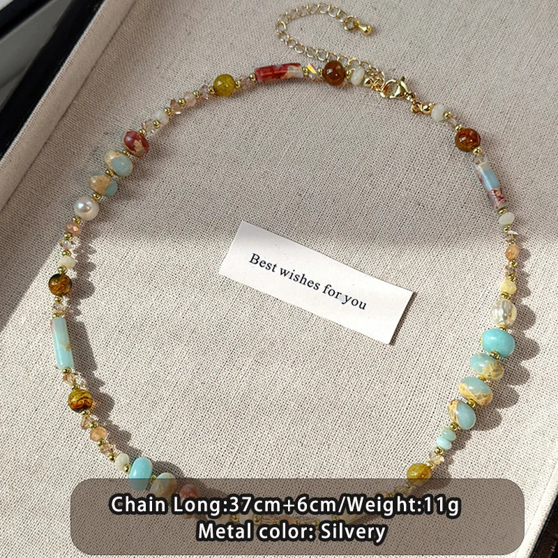 Natural Turquoise Pearl Bead Necklace
