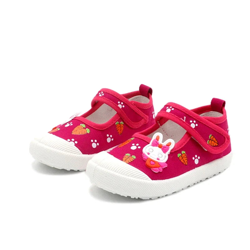 Girls’ Canvas Sneakers – Soft Candy Shoes with Cartoon Print
