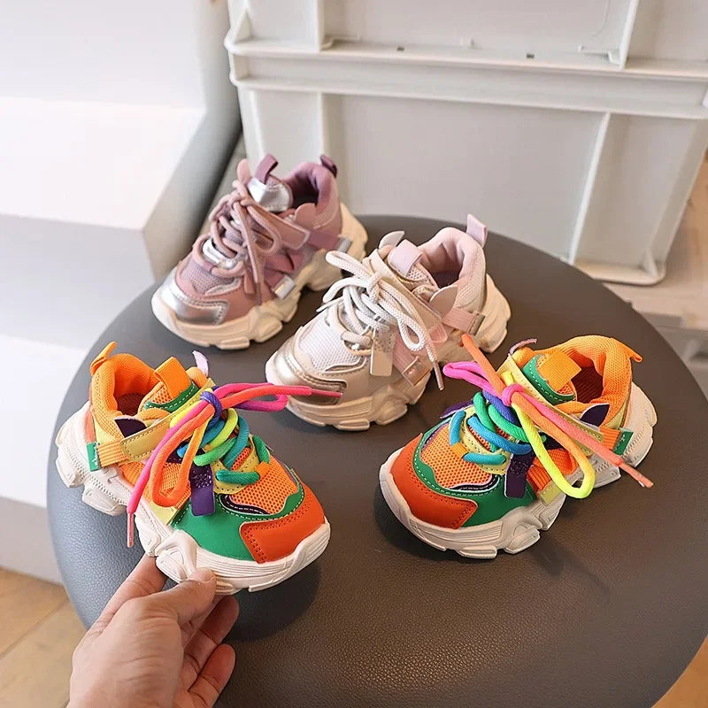 Kids Colorful Mesh Sneakers – Breathable All-Season Sport Shoes