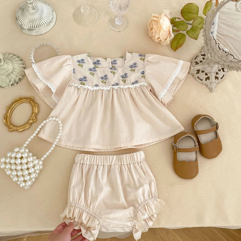 2PCS  Baby Girls Shorts Set  For 0-24 M