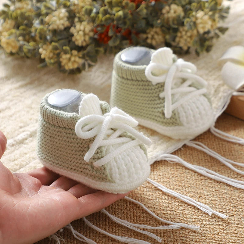 Baby Knitted Booties (0–18M) – Soft Sole Non-Slip First Walkers