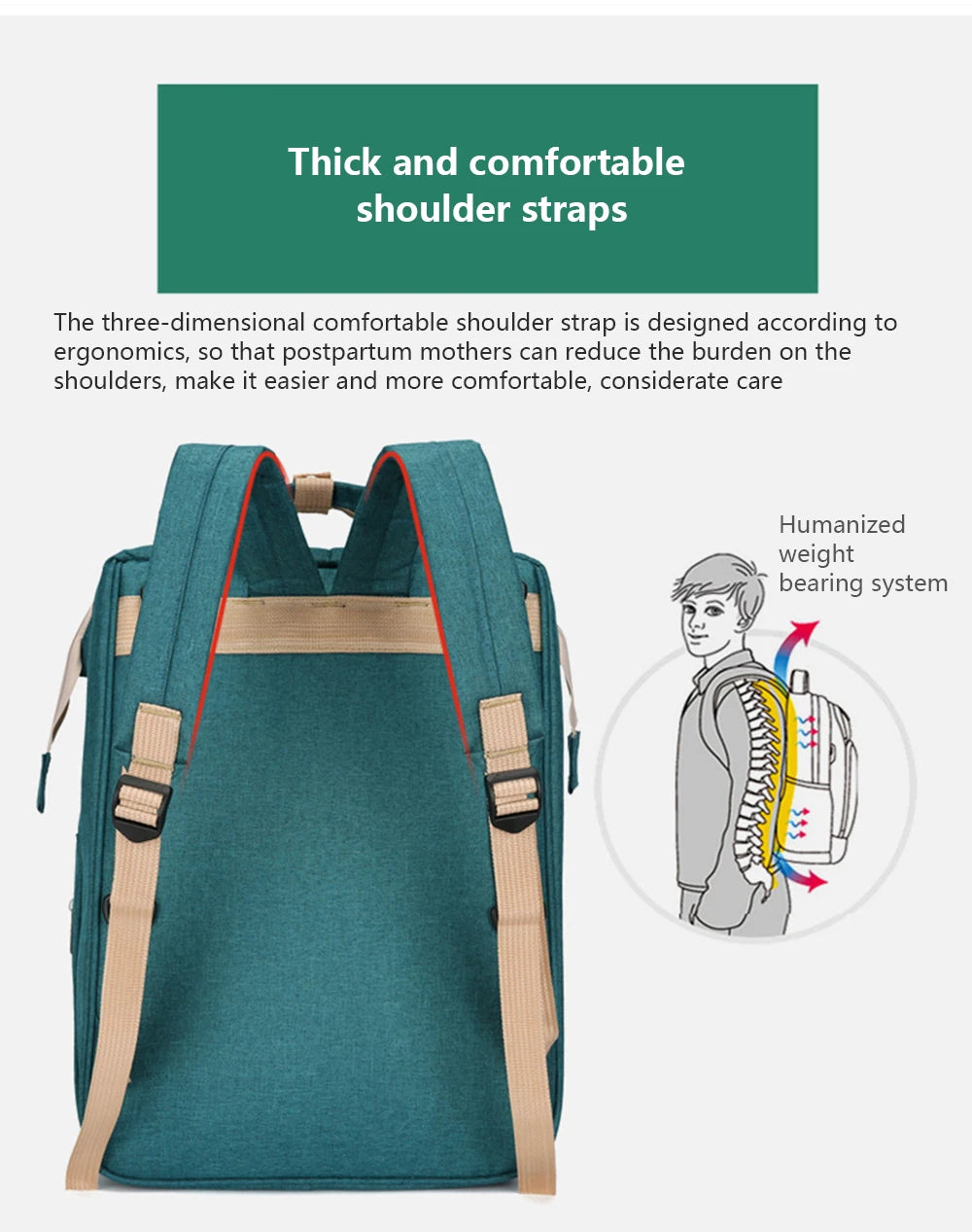 Portable Folding Mommy Bag – Large Capacity Baby Backpack with Crib for Travel & Outings